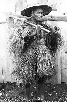 Raincoat Prints: Farmer in raincoat, Japan