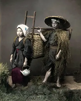 Teapot Prints: Farmer and wife, Japan