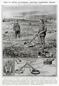 Searching Gallery: Farmers in France cultivating the ground after World War One were finding unexploded