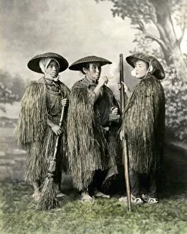 Backdrop Collection: Farmers in grass coats, Japan