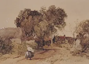 Fennel Prints: Farmstead with Figures and Trees