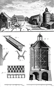 Barn Prints: Farmyard in France C1760