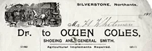 Handwriting Gallery: Farriers invoice, Owen Coles, Silverstone, Northants