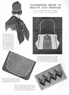 Images Dated 23rd September 2014: Fashion accessories: handbags and scarfs from Debenhams, Lon