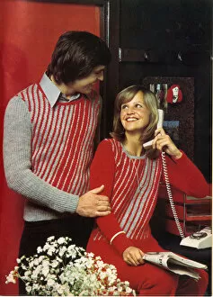 Fashion photo, couple in knitted clothing