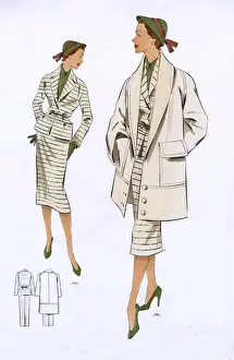 Fashion Plate - 1950s - French - Womens Costume