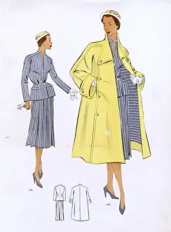Fashion Plate - 1950s - French - Womens Costume