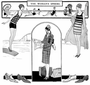 Images Dated 6th September 2016: Fashionable bathing suits of the 1920s