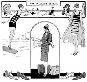 Images Dated 6th September 2016: Fashionable bathing suits of the 1920s