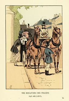 Images Dated 16th July 2019: Fashionable carriages on the Boulevard des Italiens, 1855