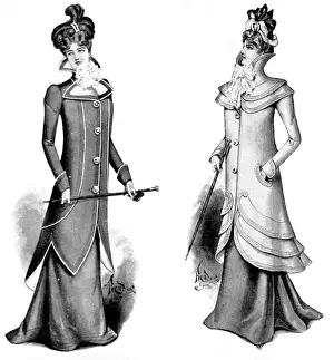 Backed Prints: Two fashionable coats, 1899