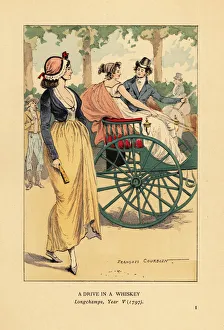 Images Dated 10th July 2019: Fashionable couple driving in a whiskey carriage, 1797