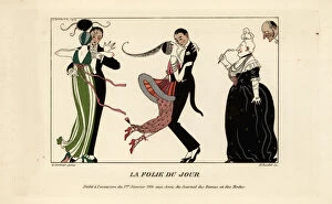 Pochoir Collection: Fashionable couples dancing energetically at a ball, 1914