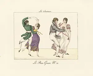 Fashionable couples dancing La Sauteuse
