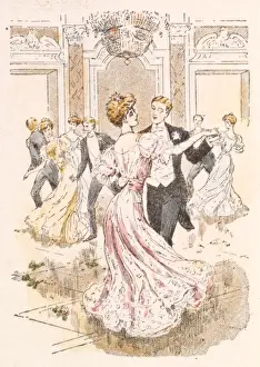 Ballroom Prints: Fashionable dancers in a hotel ballroom