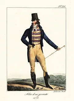 Redingote Prints: Fashionable French dandy, 1812