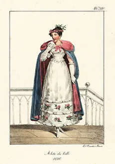 Ball Gown Prints: Fashionable French woman in ball gown, 1820