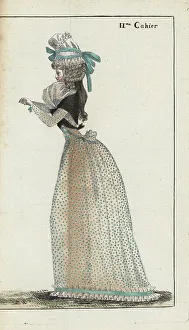 Lebrun Tossa Prints: Fashionable French woman in pierrot jacket, 1790