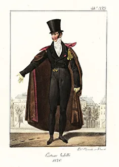 Domenico Cuciniello Prints: Fashionable gentleman in formal outfit, Bourbon Restoration