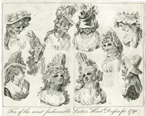 Fashionable headdresses for 1791