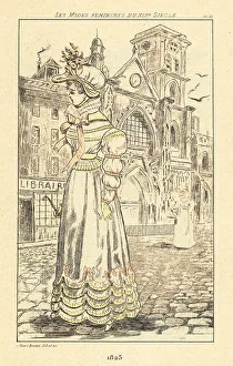 Drypoint Prints: Fashionable lady at the church of Saint-Merri, Paris, 1823