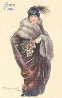 Sprig Prints: Fashionable lady with holly