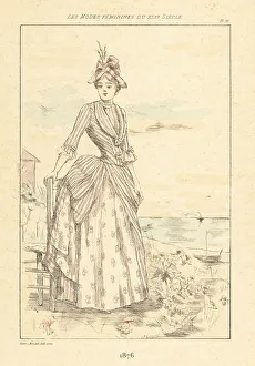 Drypoint Prints: Fashionable lady at the seaside, France, 1876