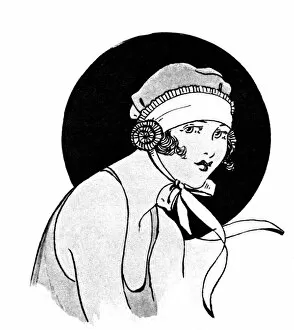 Bather Gallery: Fashionable lady wearing a demure bathing cap