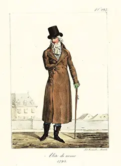Calf Length Boots Prints: Fashionable man or Incroyable, French Revolutionary era, 1793