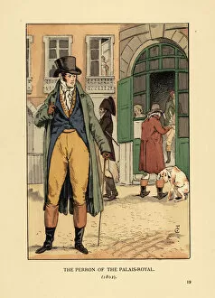 Images Dated 10th July 2019: Fashionable man at the Passage du Perron, Palais Royal, 1802