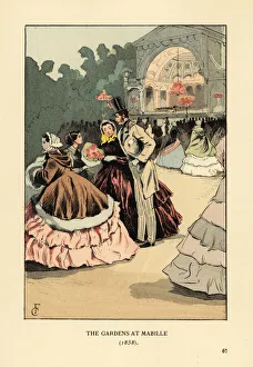 Images Dated 16th July 2019: Fashionable people at the outdoor dance at Jardin Mabille