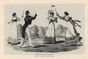 Allemagne Prints: Fashionable people playing the game of ring toss, 1818
