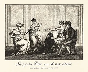 Diversion Prints: Fashionable people playing the party game of Three Little Pats