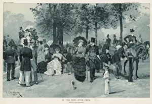 Strollers Prints: Fashionable people in the Row, Hyde Park, London