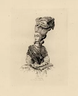 Coiffures Gallery: Fashionable pouf bonnet from the era of Marie Antoinette