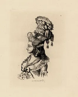 Fashionable pouf bonnet from the era of Marie Antoinette