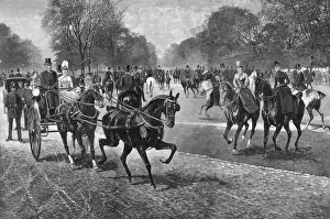 1889 Prints: Fashionable riders in Rotten Row, Hyde Park, London