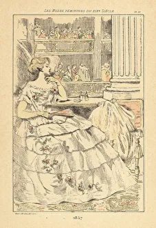 Drypoint Prints: Fashionable woman in a box at the theatre, 1857