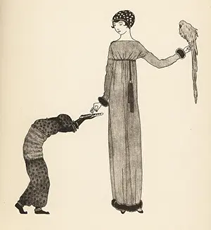 Marcel Bry Prints: Fashionable woman in cap and robe by the couture brand Paul Poir