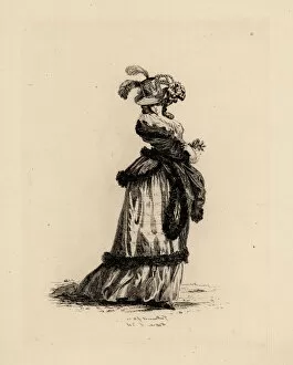 Hairstyles Collection: Fashionable woman in Dorothy hat, era of Marie Anoinette