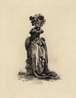 Hairstyles Collection: Fashionable woman in English-style dress, era of Marie