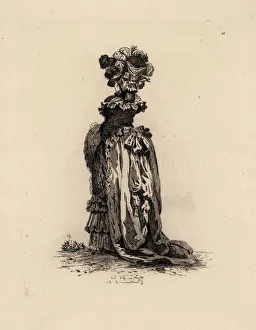 Hairstyles Collection: Fashionable woman in English-style dress, era of Marie