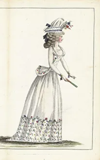 Lebrun Tossa Prints: Fashionable woman with fan manufactured by Arthur, 1790