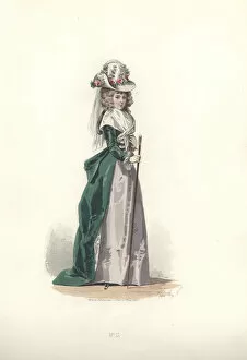 Compte Collection: Fashionable woman in flowery bonnet, green