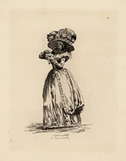 Coiffures Prints: Fashionable woman in giant bonnet. era of Marie Antoinette