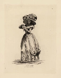 Images Dated 21st January 2019: Fashionable woman in giant bonnet. era of Marie Antoinette