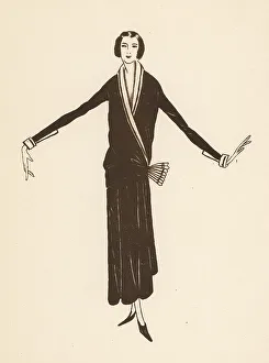 Haute Couture Prints: Fashionable woman in a kimono-style coat dress, 1920s