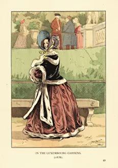 Octave Prints: Fashionable woman in the Luxembourg Gardens, 1838