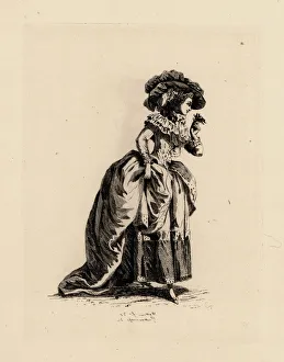 Etienne Gallery: Fashionable woman with posy. era of Marie Antoinette