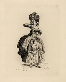 Modes Collection: Fashionable woman in pouf hairstyle, era of Marie Antoinette